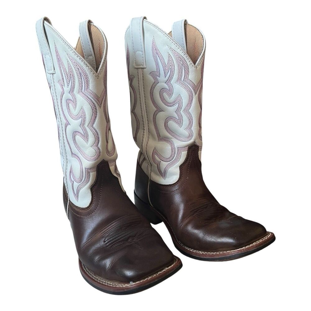 Laredo Boots 5621 Womens Mesquite Western Square Embroidered Leather Size 7-1/2